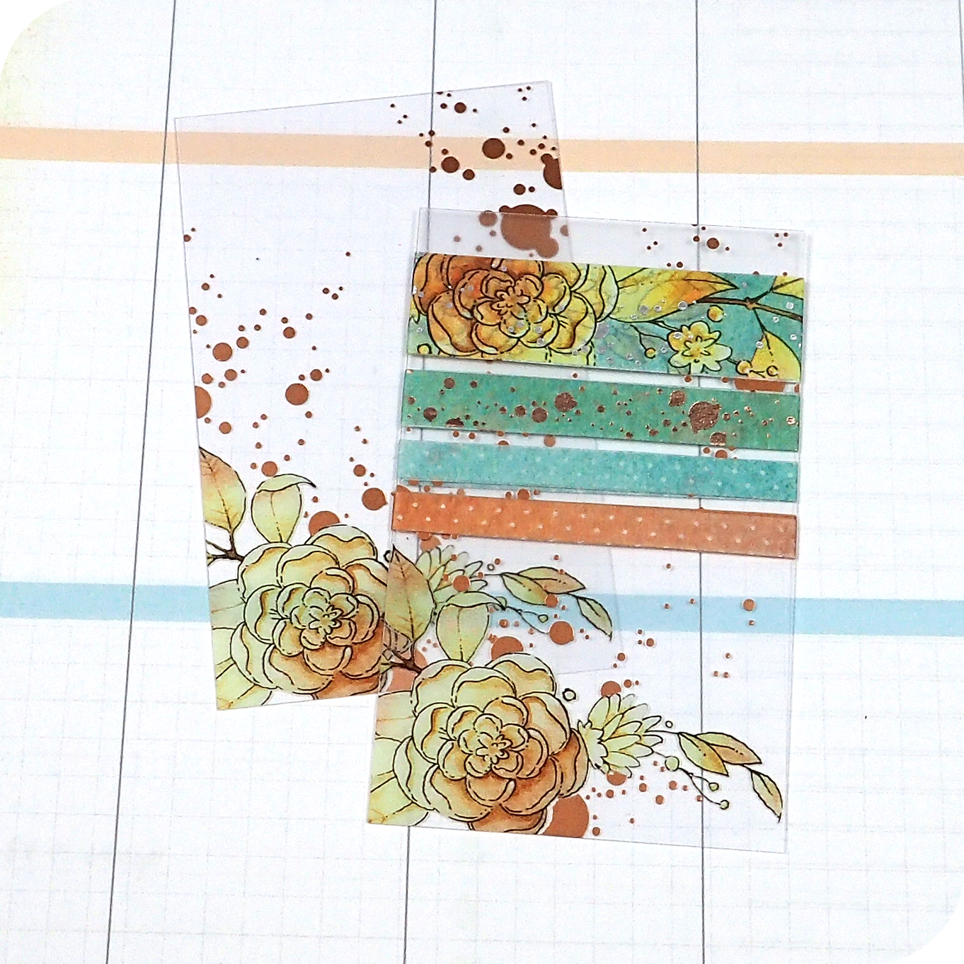 Feathery Fall - Foiled Washi Card - OOPS SALE