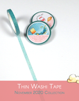 Feathery Fall - Thin Washi Tape - Light Blue