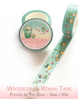 Playing In The Sand - 15mm Washi Tape - Cactus and Succulents Turquoise