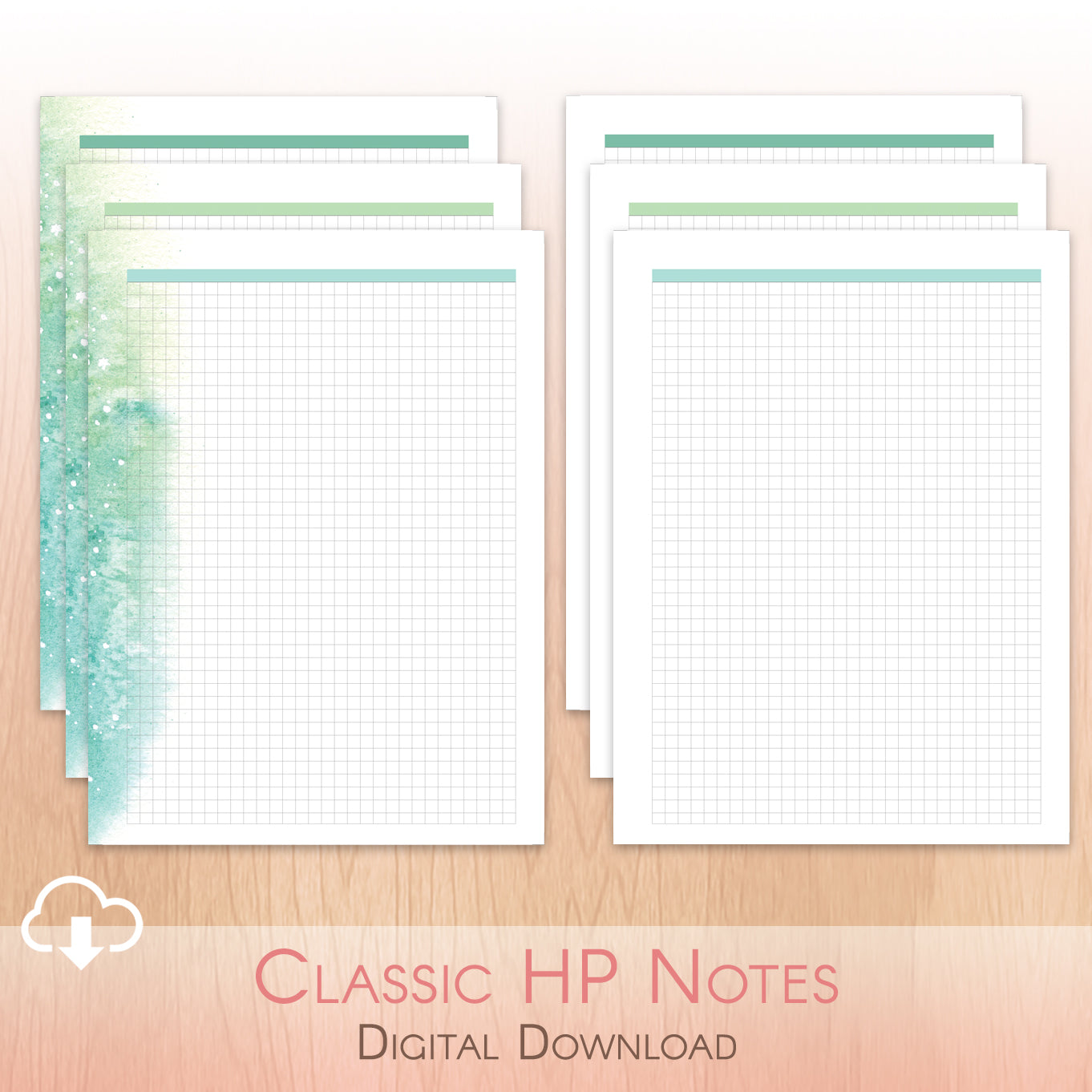 Printable Planner Inserts for Classic Happy Planners including 6 grid notes pages