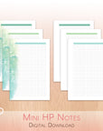 Printable files for mini Happy Planners - grid notes layout
