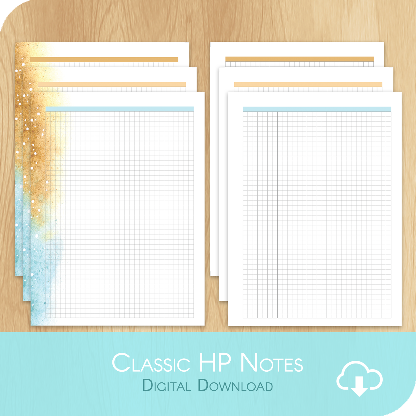 Feathery Fall - Printable Classic Happy Planner Size - 2x3 Grid Notes Page
