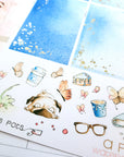 A Pug's Life - Watercolor Planner Stickers - Foiled 1,5’’ Fullboxes Blue ✨