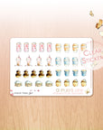 A Pug's Life - Decorative Watercolor Stickers MINI - Drinks & Cakes