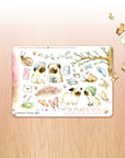 A Pug's Life - Decorative Watercolor Stickers MINI - Pugs, Snails, Nature