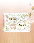 A Pug's Life - Decorative Watercolor Stickers MINI - Pugs, Snails, Nature