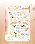 A Pug's Life - Decorative Watercolor Stickers - Pugs, Snails, Nature