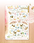 A Pug's Life - Decorative Watercolor Stickers - Pugs, Snails, Nature