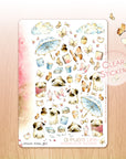 A Pug's Life - Decorative Watercolor Stickers - Pugs, Butterflies, Umbrellas