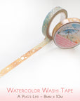 8mm wide washi tape with watercolor details and foiled accents