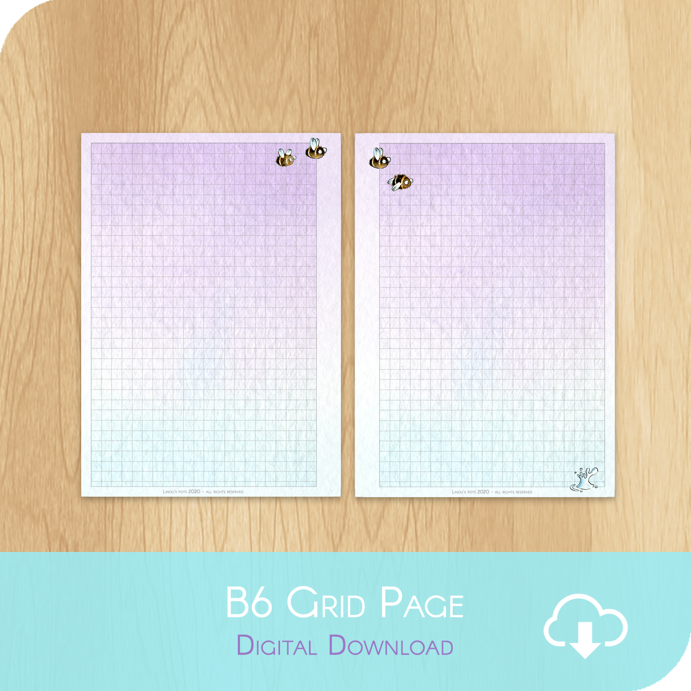 Buzzing In The Rain - Printable B6 Grid Page – Linouspots