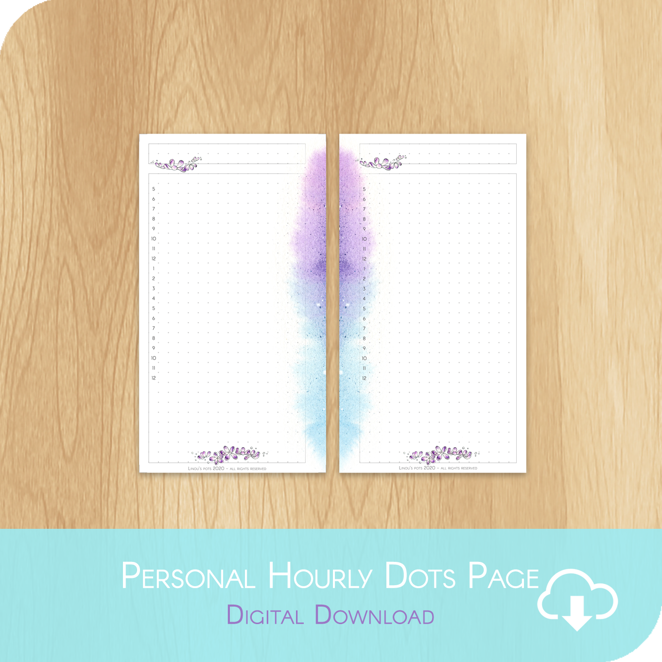 Buzzing In The Rain - Printable PERSONAL Hourly Dots Page - White Version