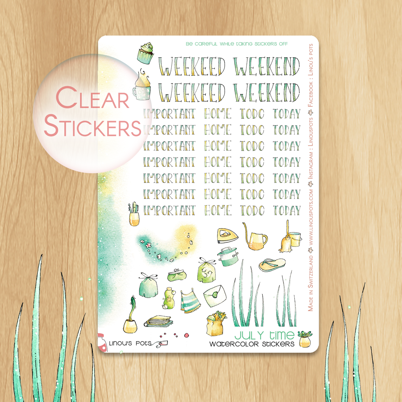Playing In The Sand - Watercolor Planner Stickers - Lettered Headers