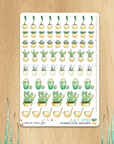 Playing In The Sand - Watercolor Decorative Stickers -  Succulents and Cactus
