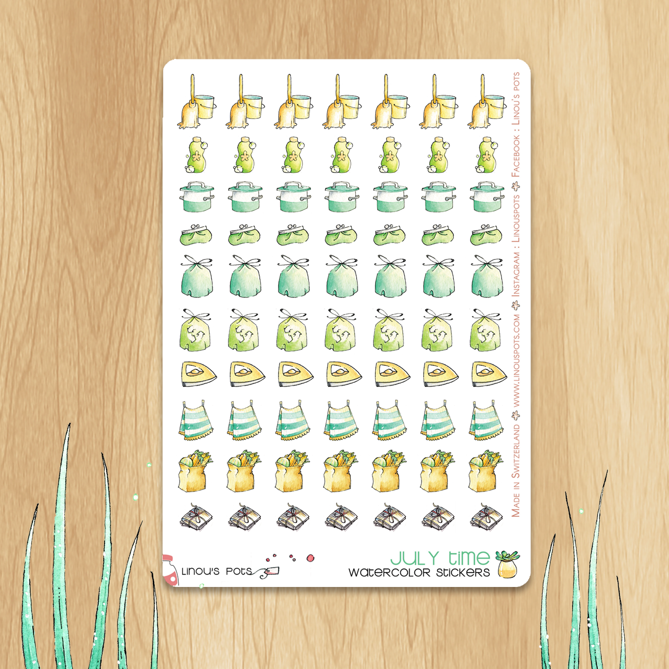 Playing In The Sand - Watercolor Planner Stickers - House Chores
