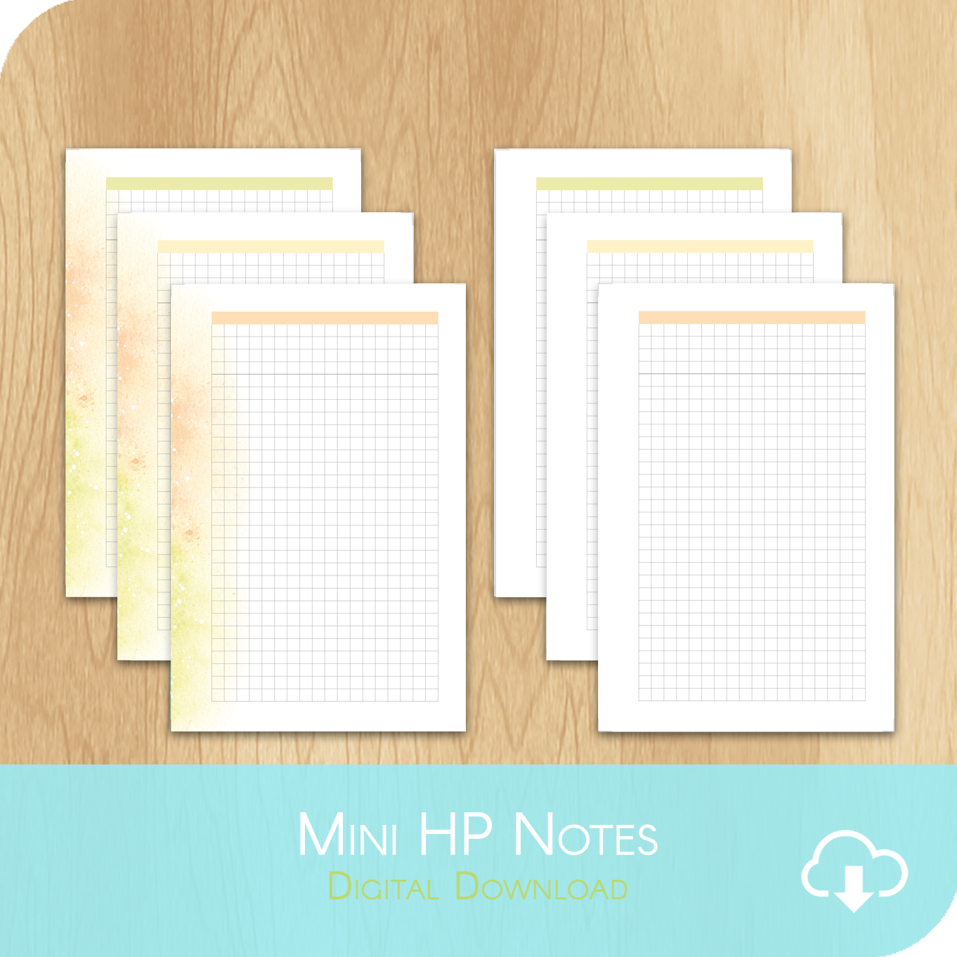 Off The Clock - Printable MINI Happy Planner Size - 2x3 Grid Notes Pages
