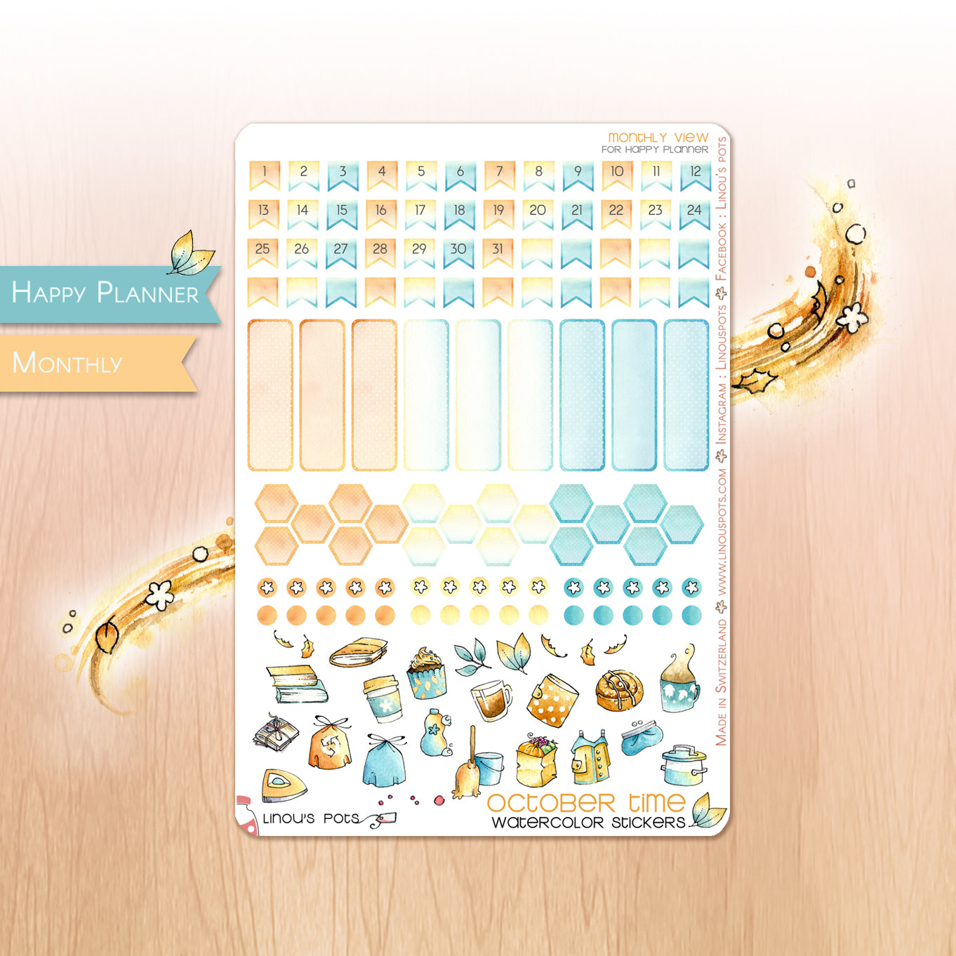 Monthly quarter boxes Happy Planner - Fall theme