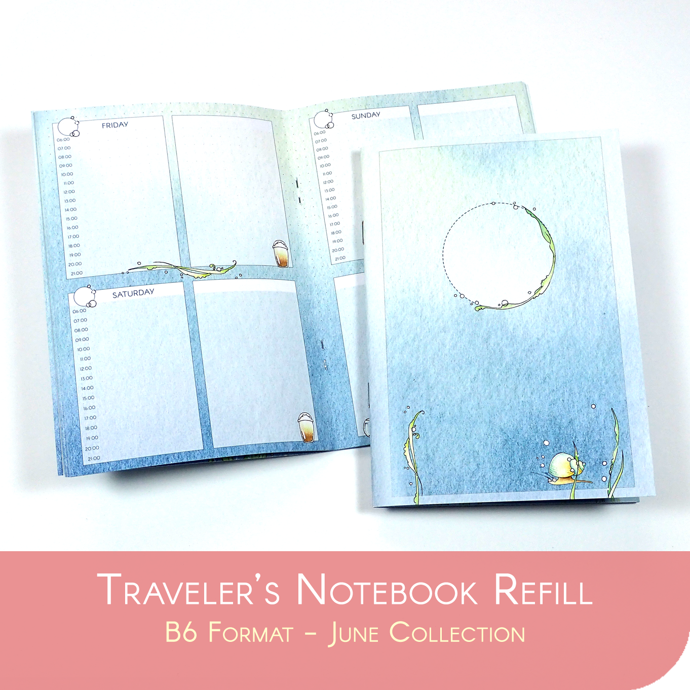 Undated Traveler&#39;s Notebook Insert - June Collection for B6 sized