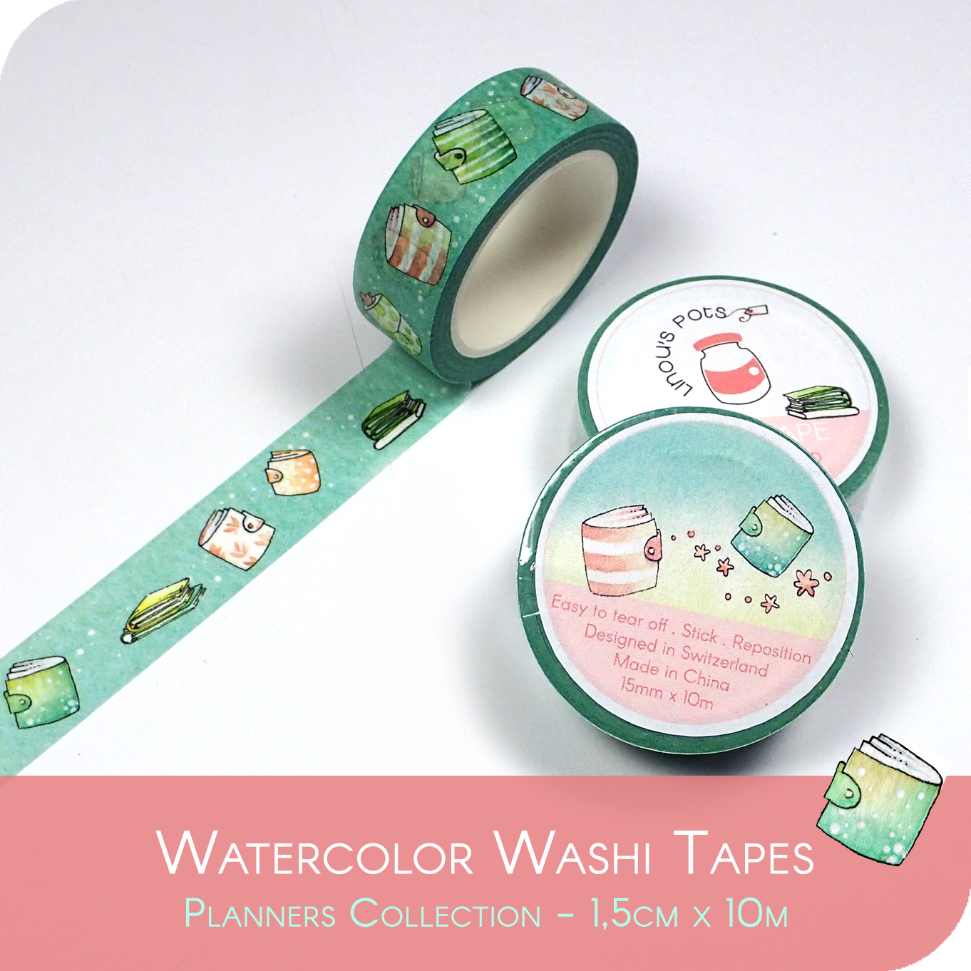 Washi Tape with Planners Pattern in Turquoise