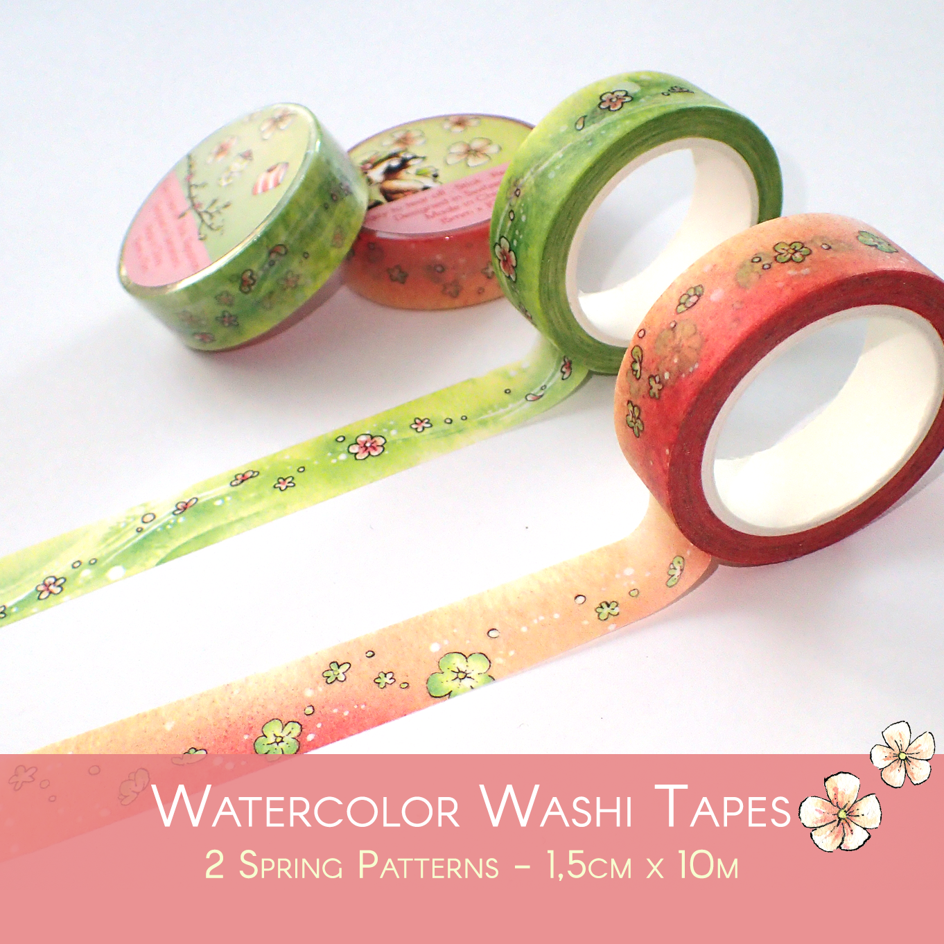 Flowered Washi Tapes in Spring Tones
