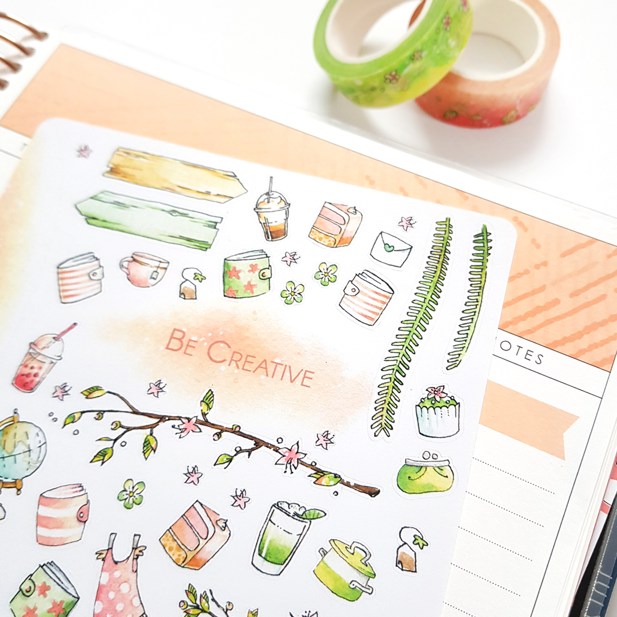 Decorative watercolor stickers for creativity