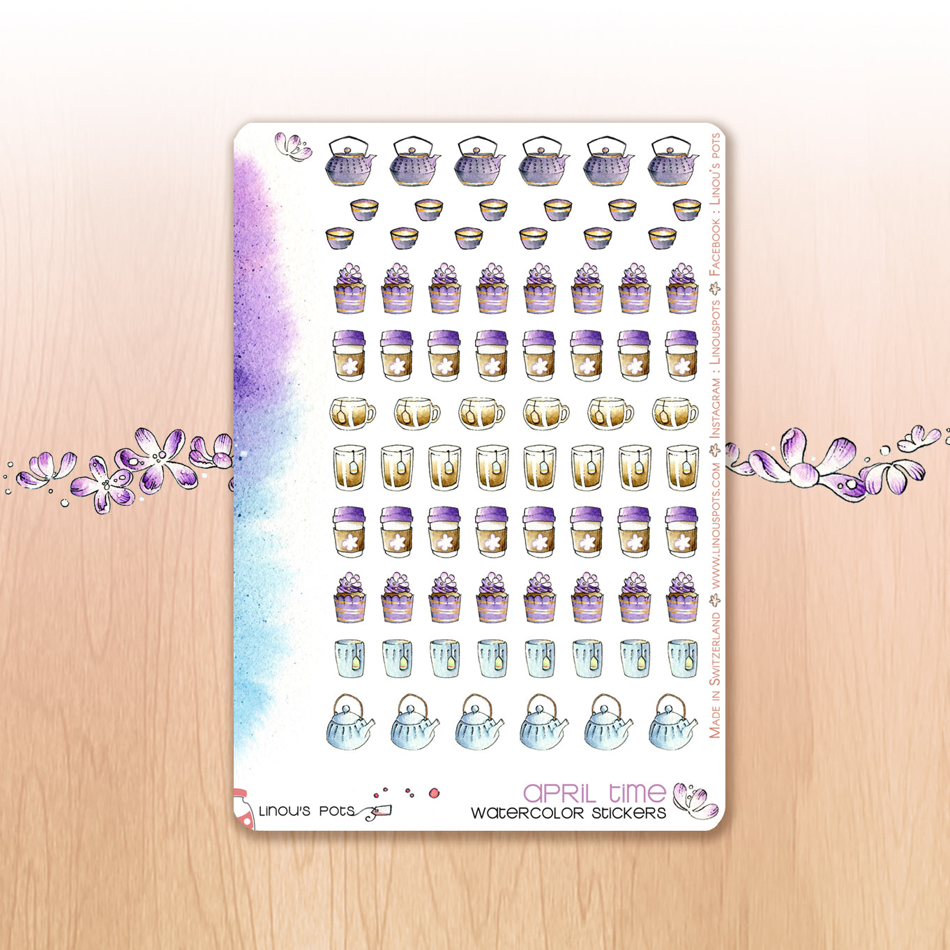 Buzzing In The Rain - Decorative Watercolor Stickers - Hot Beverages