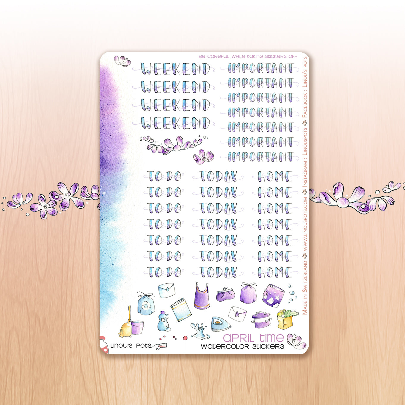 Buzzing In The Rain - Watercolor Planner Stickers - Lettered Headers