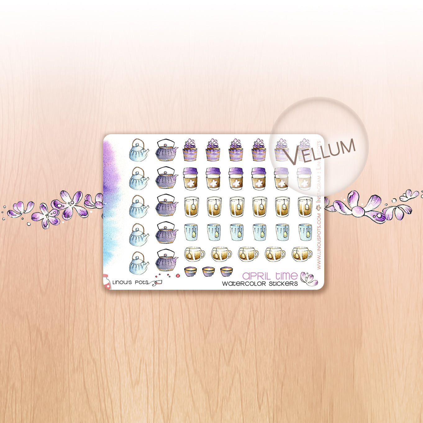Buzzing In The Rain - Watercolor Planner Stickers MINI - Hot Beverages