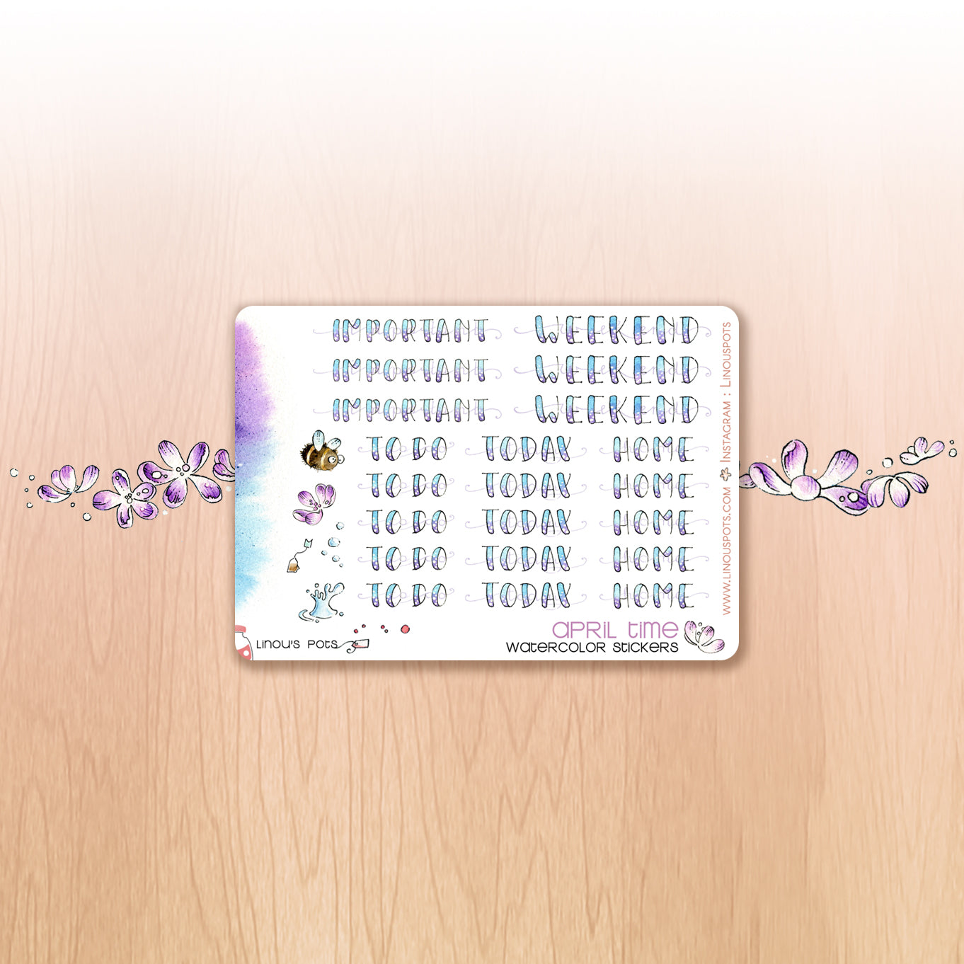Buzzing In The Rain - Watercolor Planner Stickers MINI - Lettered Headers