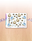 Buzzing in the Rain - Decorative Watercolor Stickers MINI - Bees & Hedgehogs Only