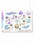 Buzzing in the Rain - Decorative Watercolor Stickers MINI - Bees & Hedgehogs Under The Rain