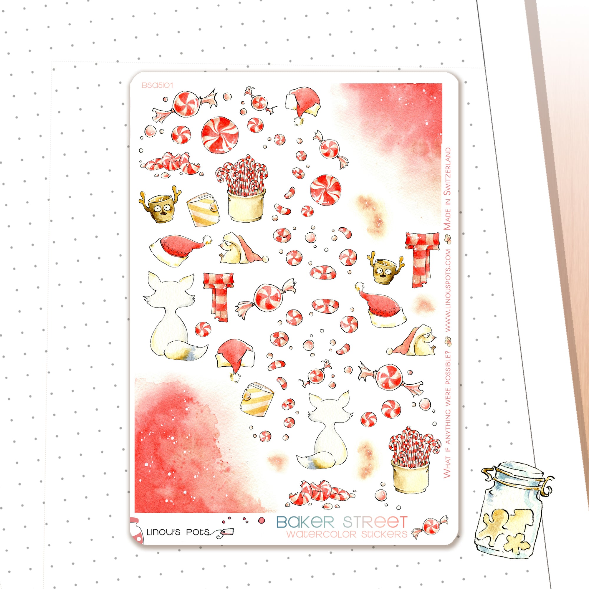 Christmas candies Santa hats stickers