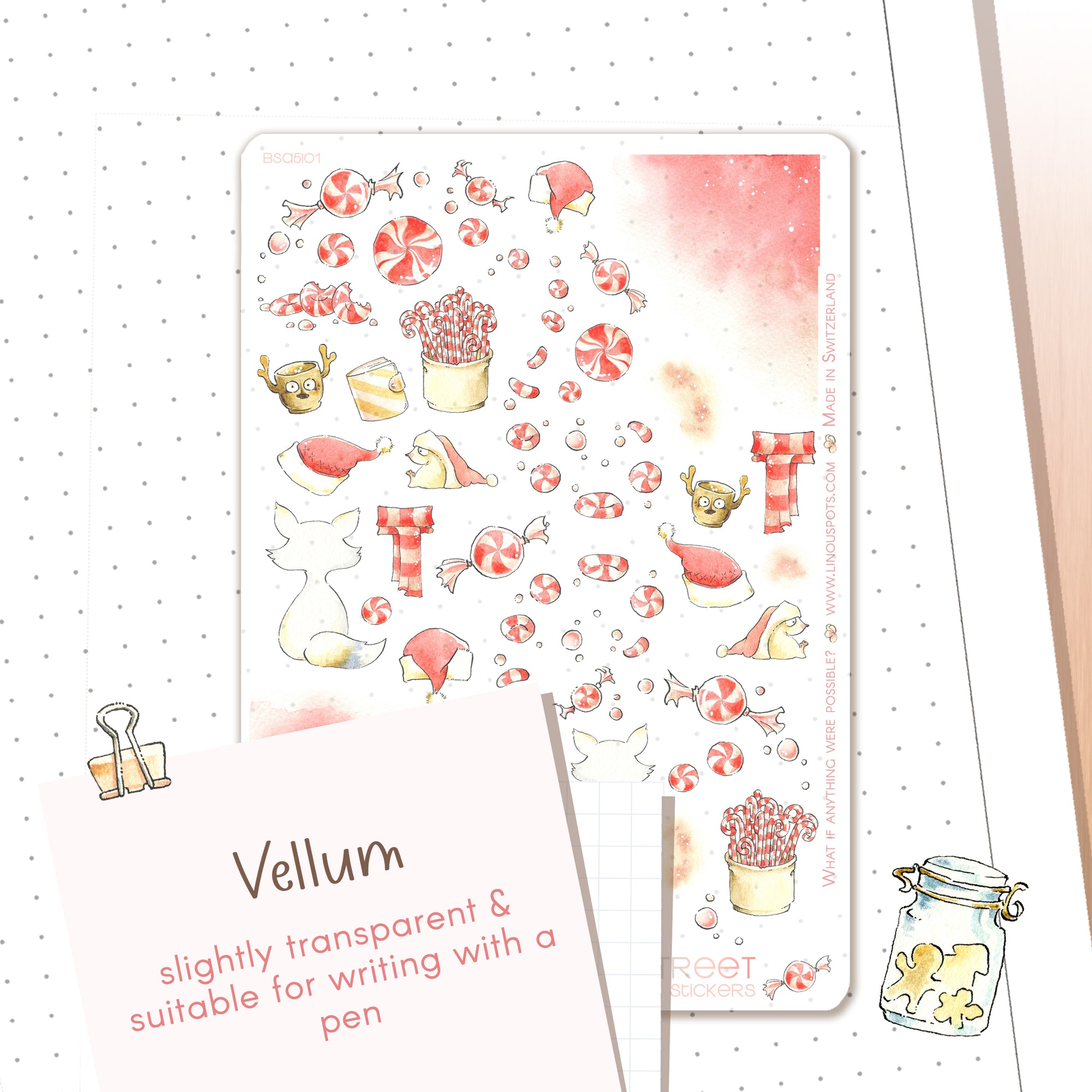 Santa hats Christmas candies stickers