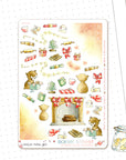 Baker Street - Decorative Watercolor Stickers - Christmas Fireplace