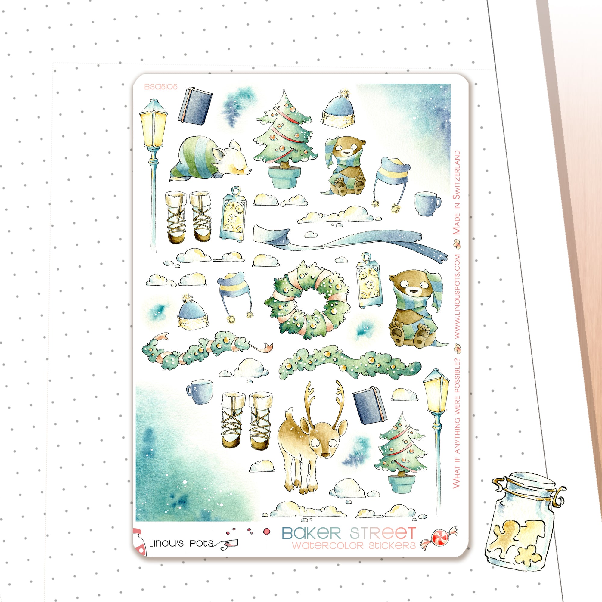 Christmas Garlands Dear Bear Stickers