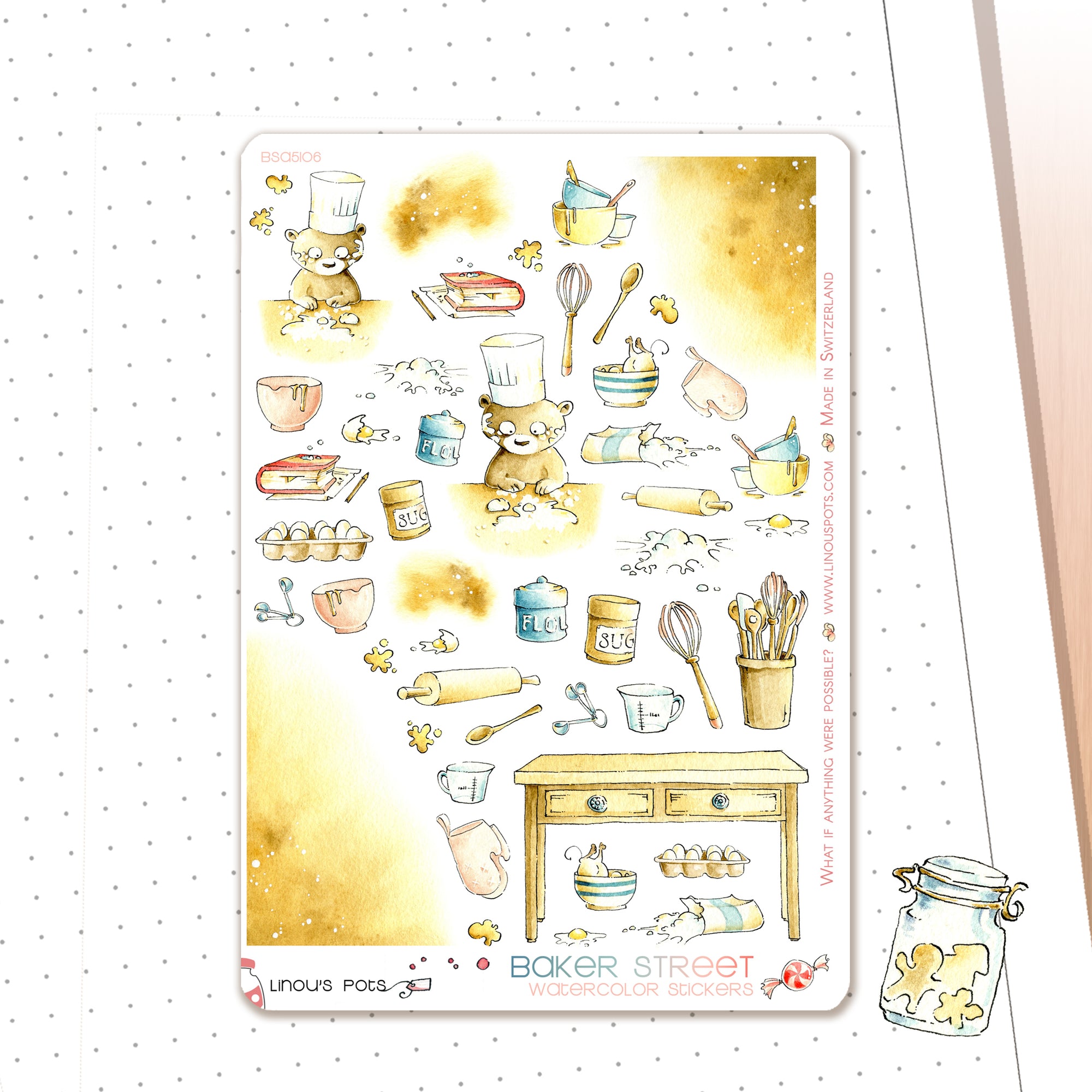 Cooking theme cookies eggs flour sugar stickers