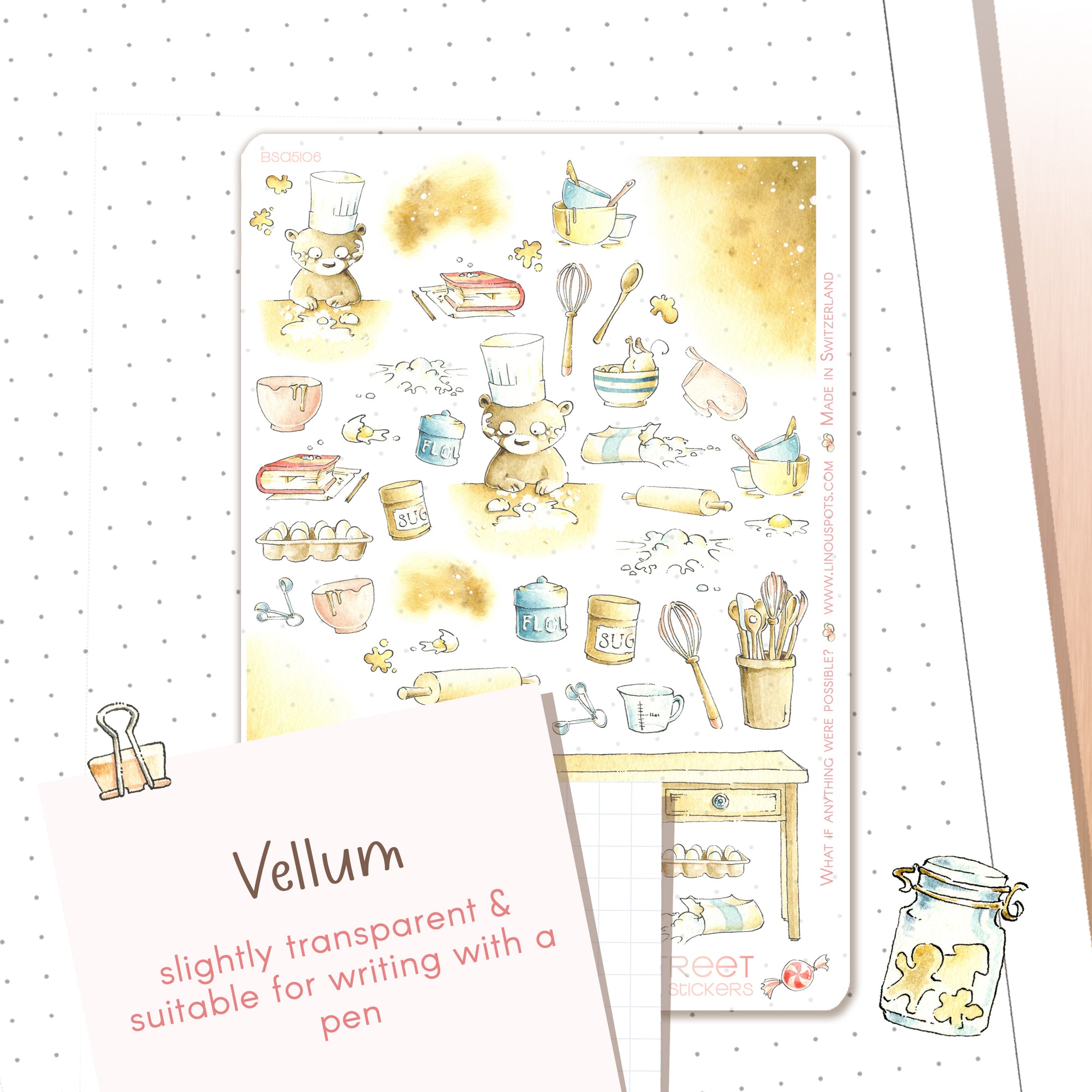 Cooking theme cookies eggs flour sugar stickers