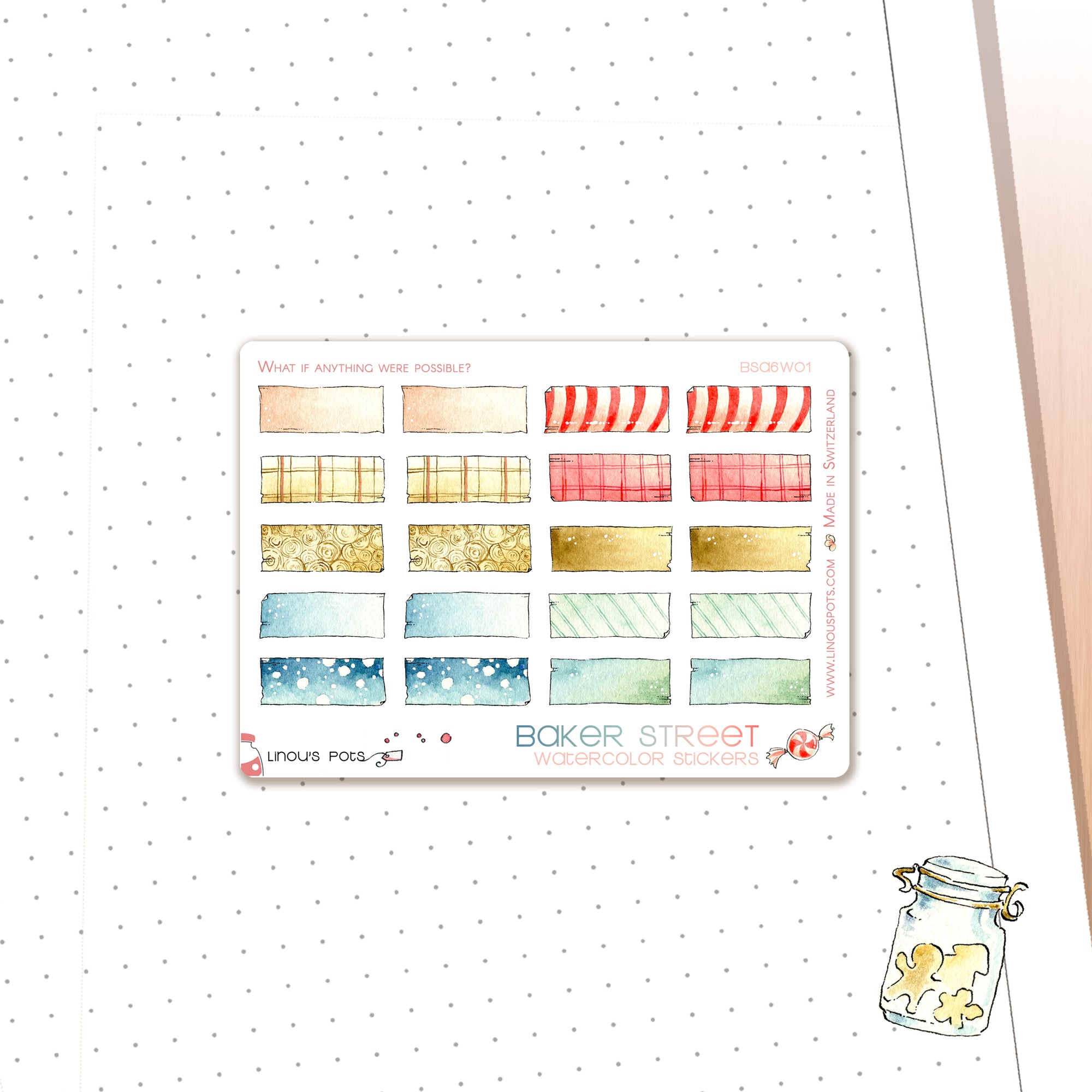 Christmas red blue brown small washis stickers