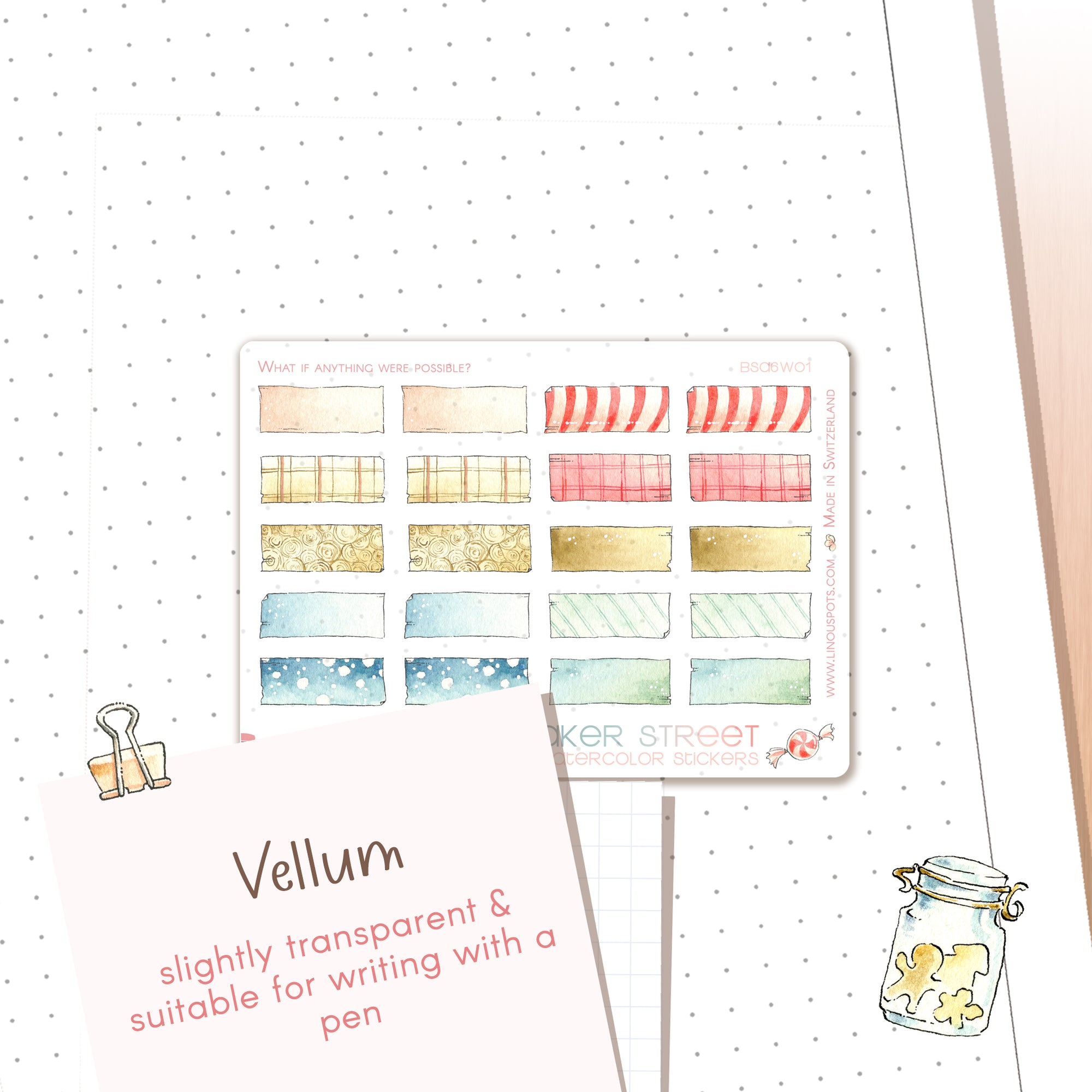 Christmas red blue brown small washis stickers