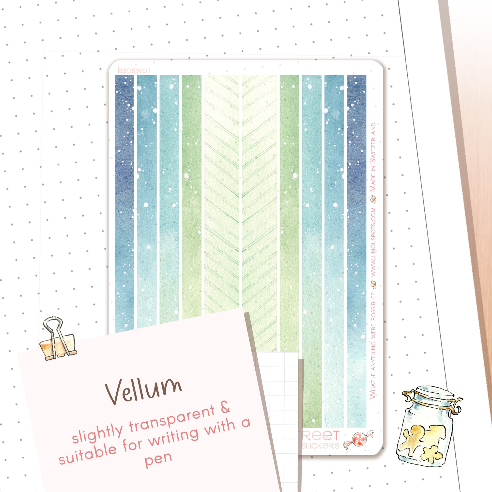 Snowy Green Blue Washi tapes stickers