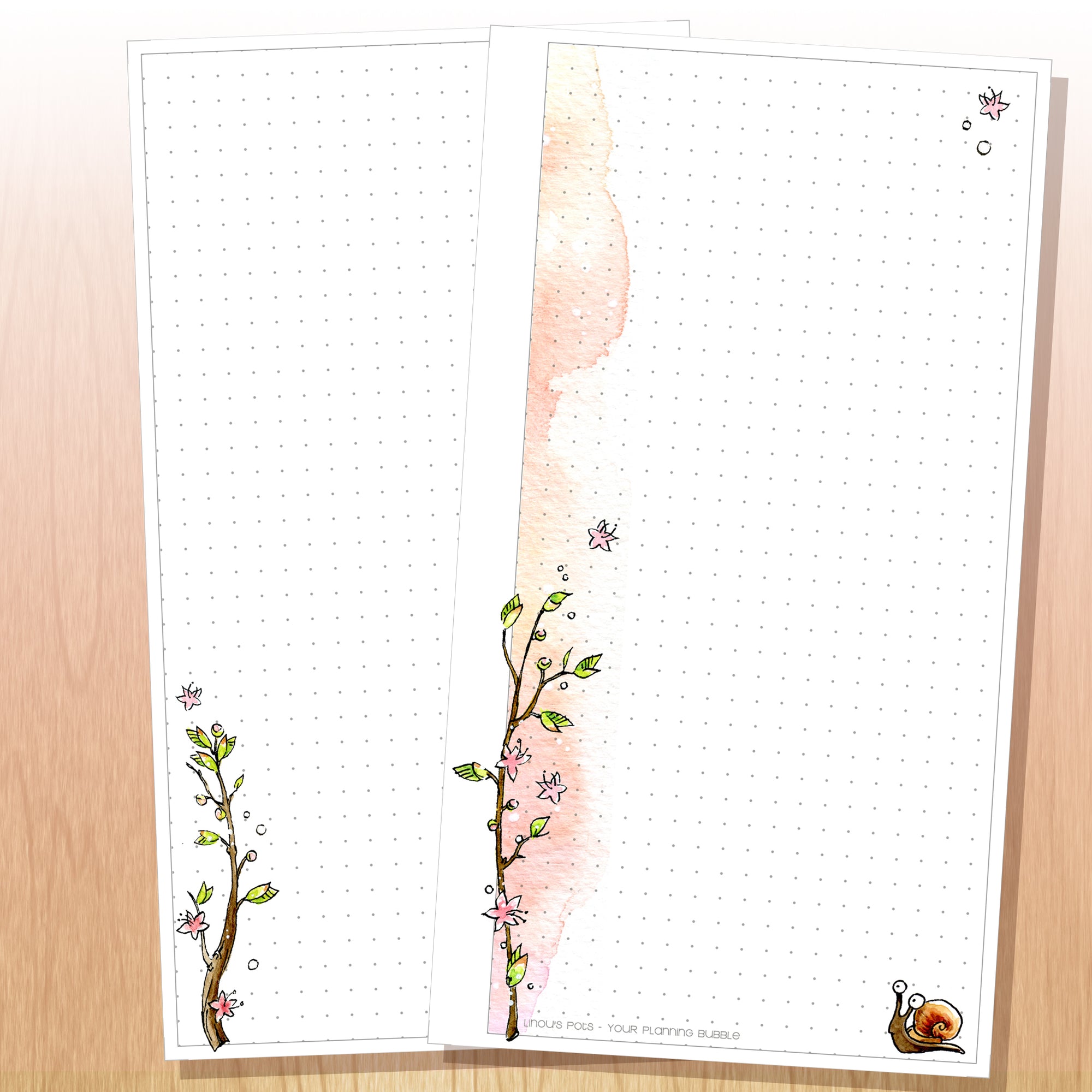 Cherry Blossoms - Free Printable Personal Dot Grid Notes Page