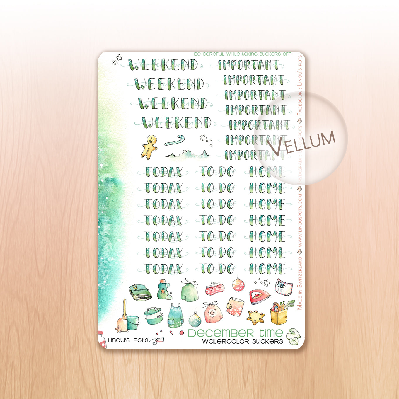 Christmas Woods - Watercolor Planner Stickers - Lettered Headers