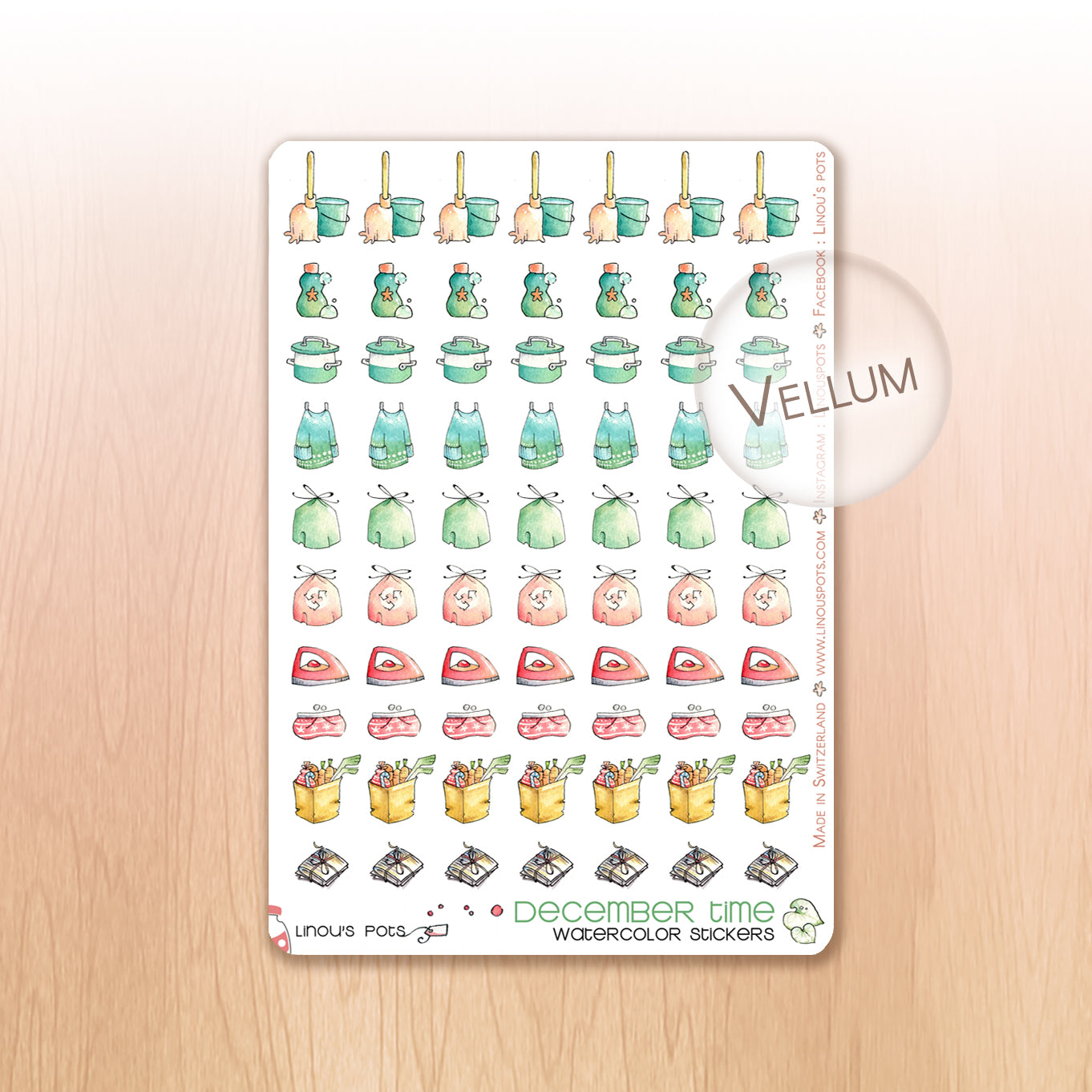 Christmas Woods - Watercolor Planner Stickers - House Chores