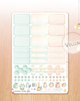 Far Away - Watercolor Planner Stickers - 1,5’’ Hemiboxes & Eventboxes