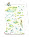 In The Willows 🌸 Dragon Flies and Pond Stickers Illustrations