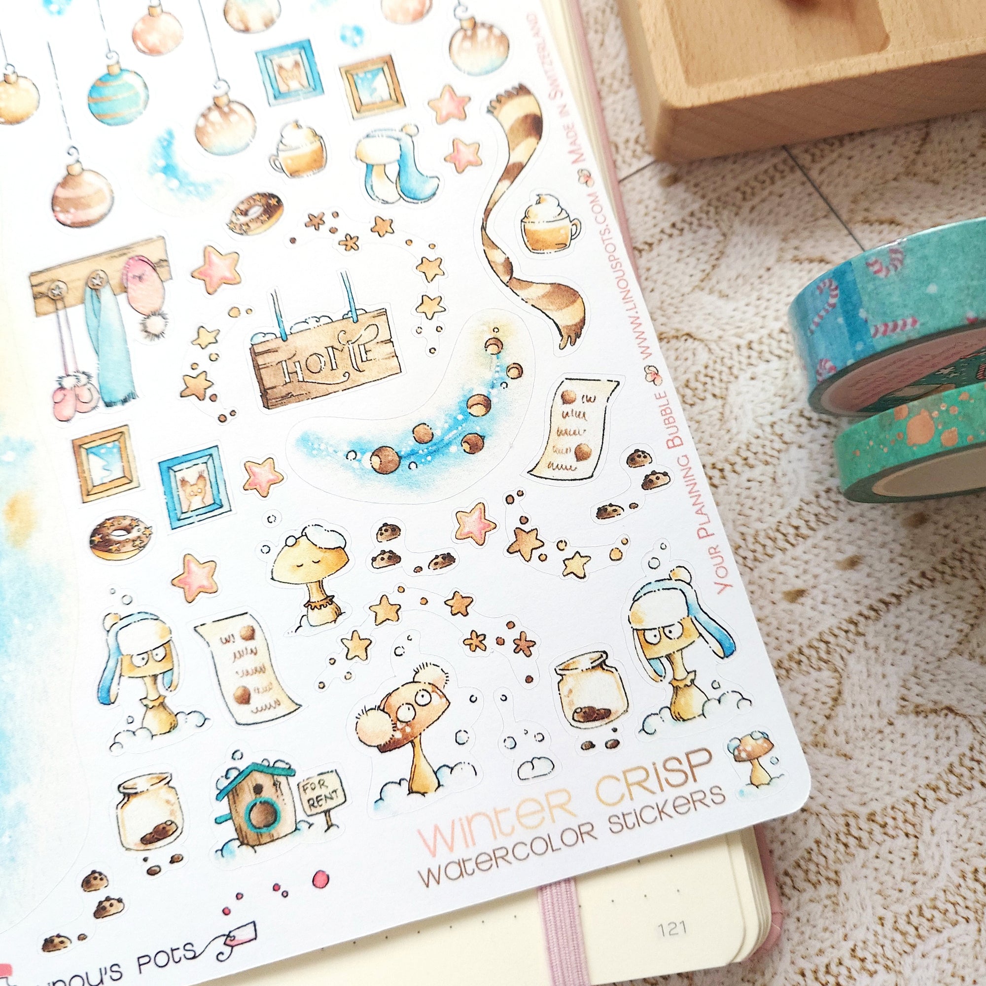Winter Crisp - Decorative Watercolor Stickers - Christmas Ornaments