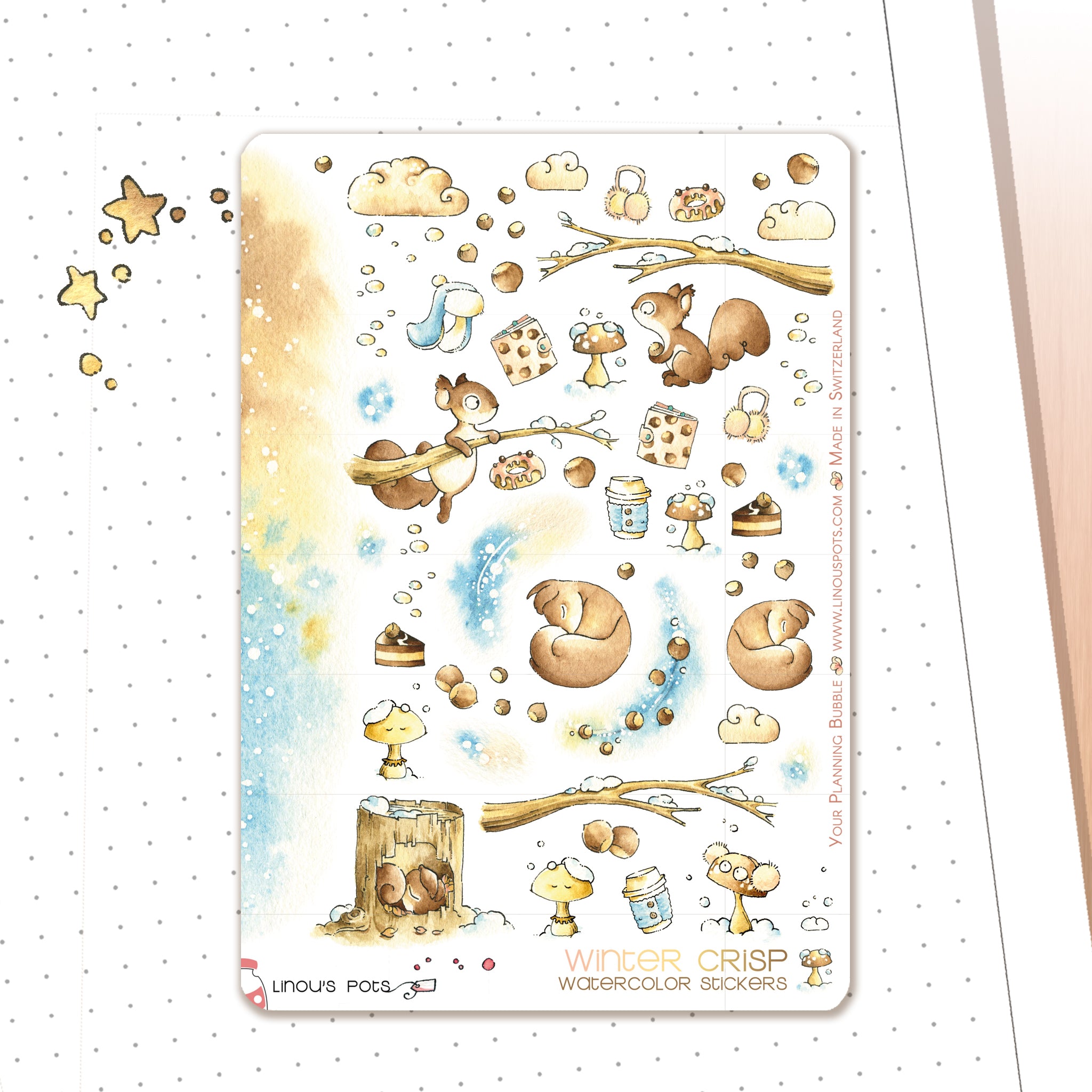 Late Summer - Watercolor Planner Stickers MINI - Monthly Dates – Linouspots