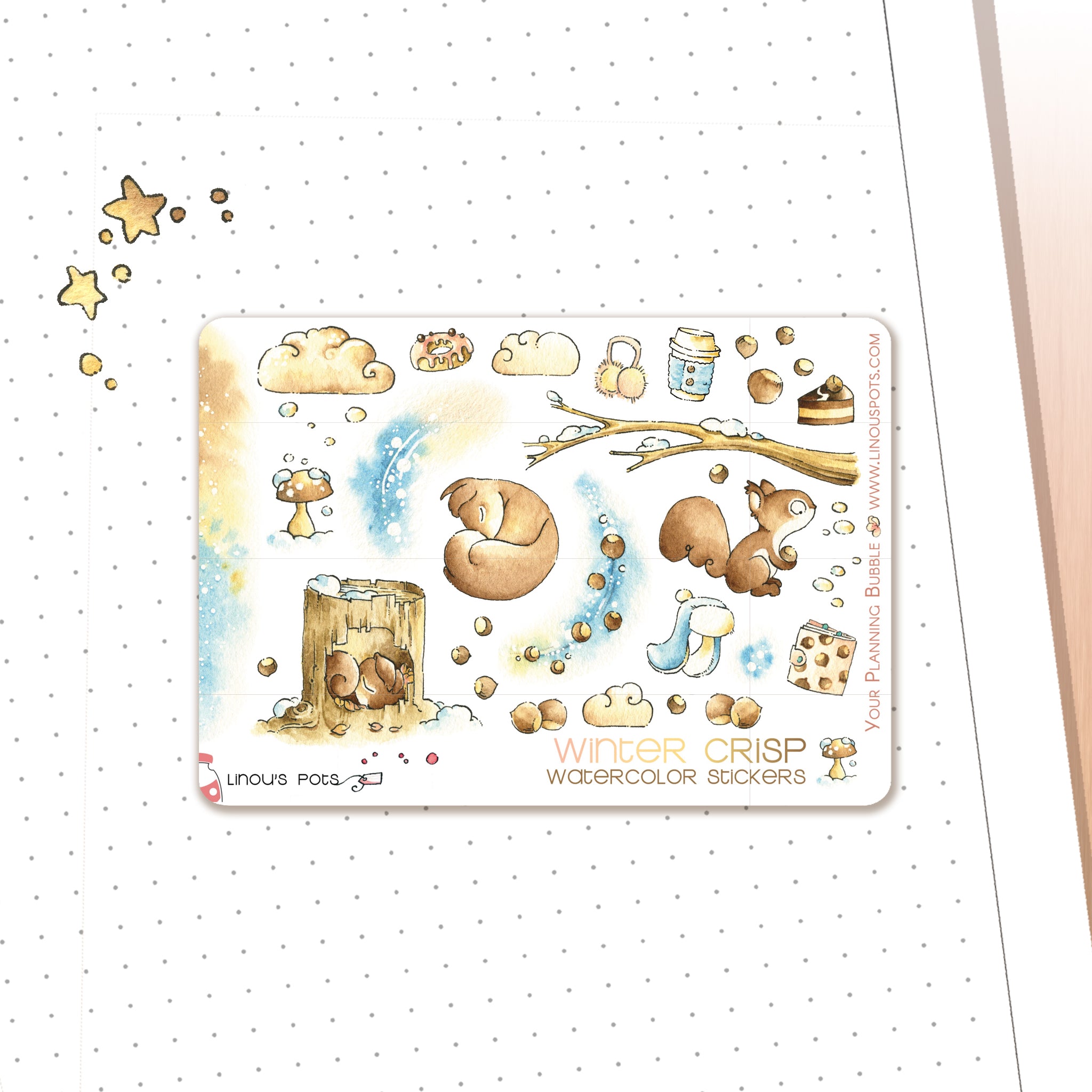 Watercolors stickers Squirrels