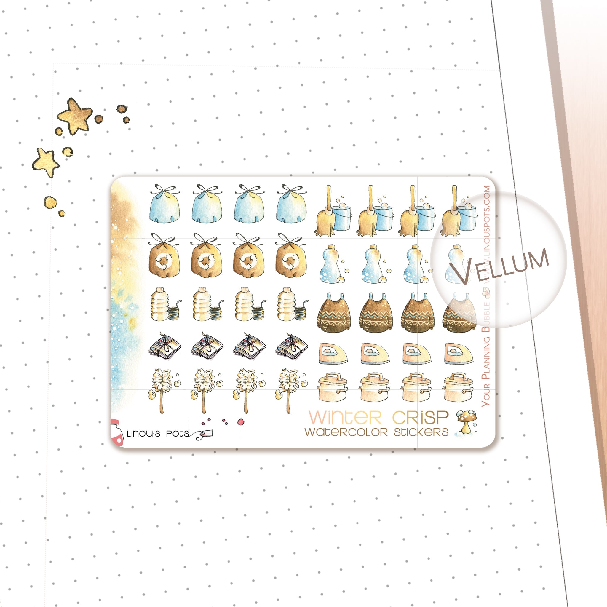 Household chores watercolor stickers