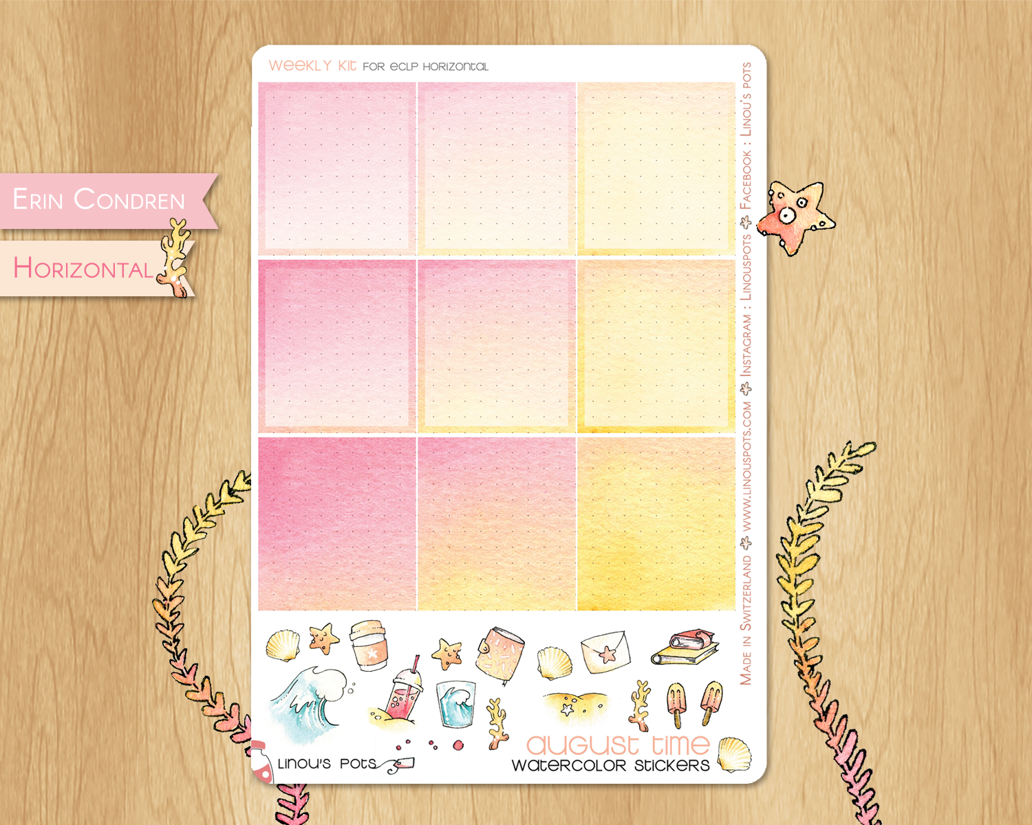 Fullboxes watercolor stickers for Erin Condren and Happy planner stickers